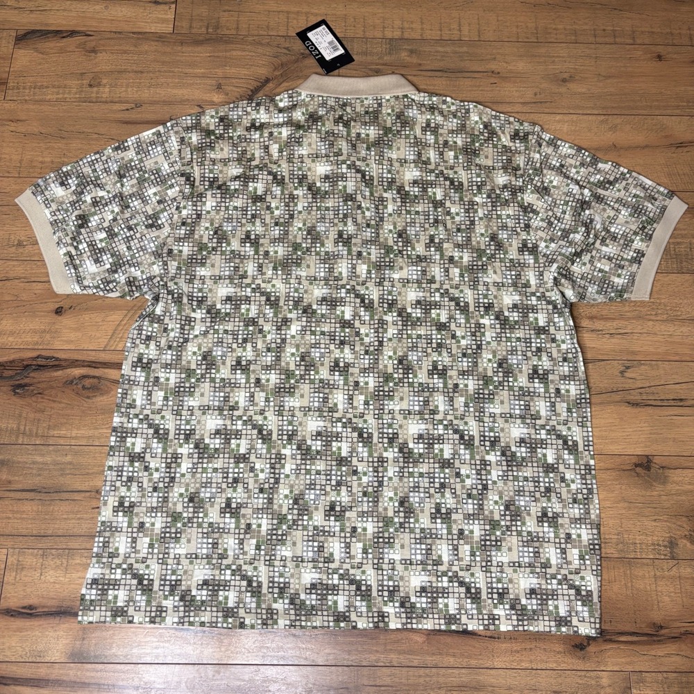 IZOD Golf Mens XXL Polo Shirt Green Tan Geometric Double Mercerized Cotton NWT - Picture 9 of 9